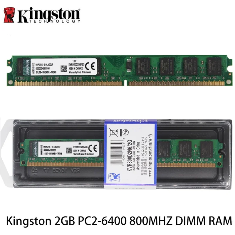 رم کامپیوتر کینگستون ظرفیت 2 گیگابایت مدل:  DDR2 تک کاناله 800 مگاهرتز